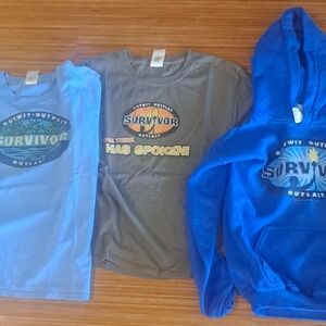 Kids Graphic T-Shirts and Hoodie Set - Blue and Gray